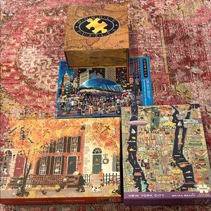 Quantity 3 1000 Piece Jigsaw Puzzles, Cities Chicago NYC New York Autumn